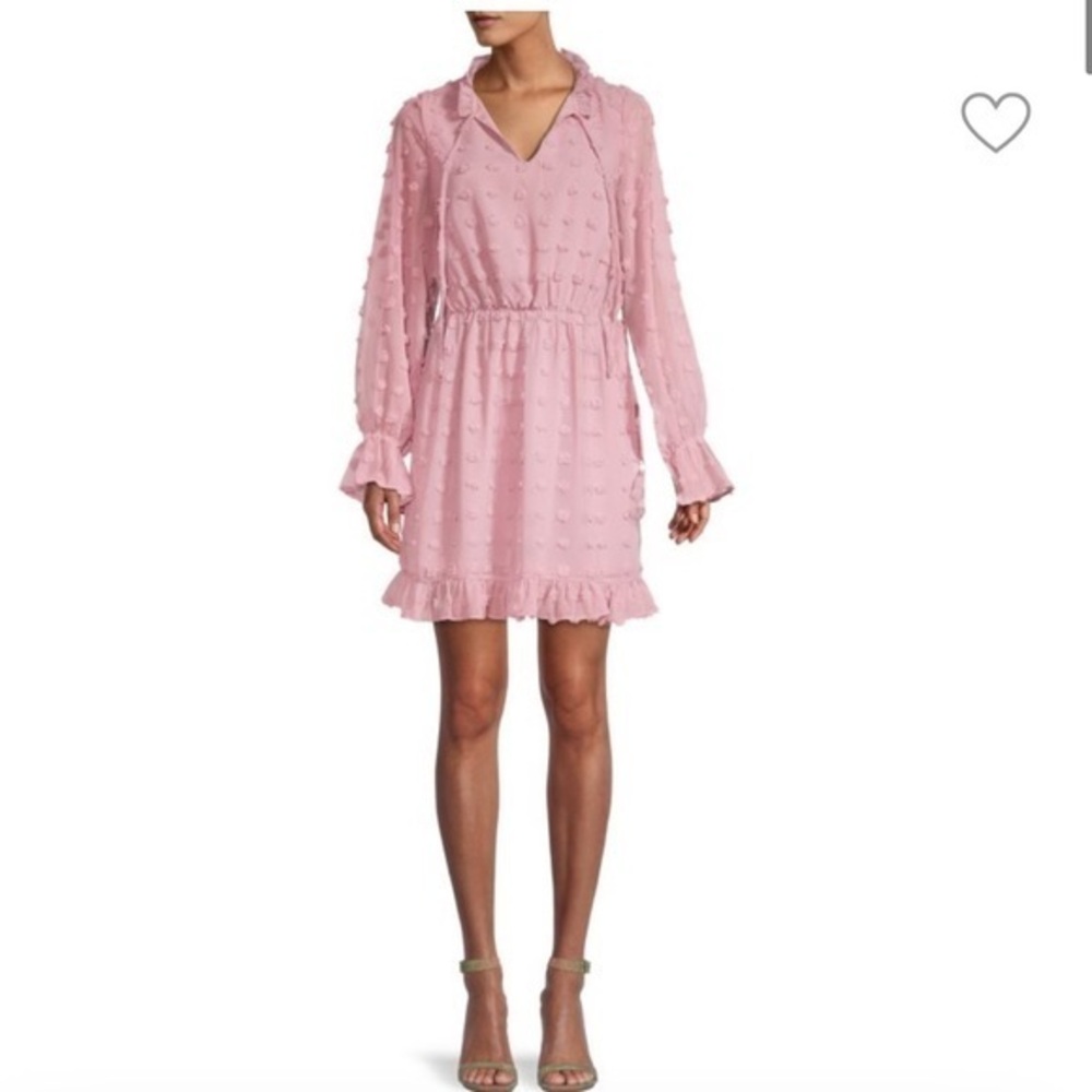 HL AFFAIR Ruffle-Trim Textures Mini Dress Pink